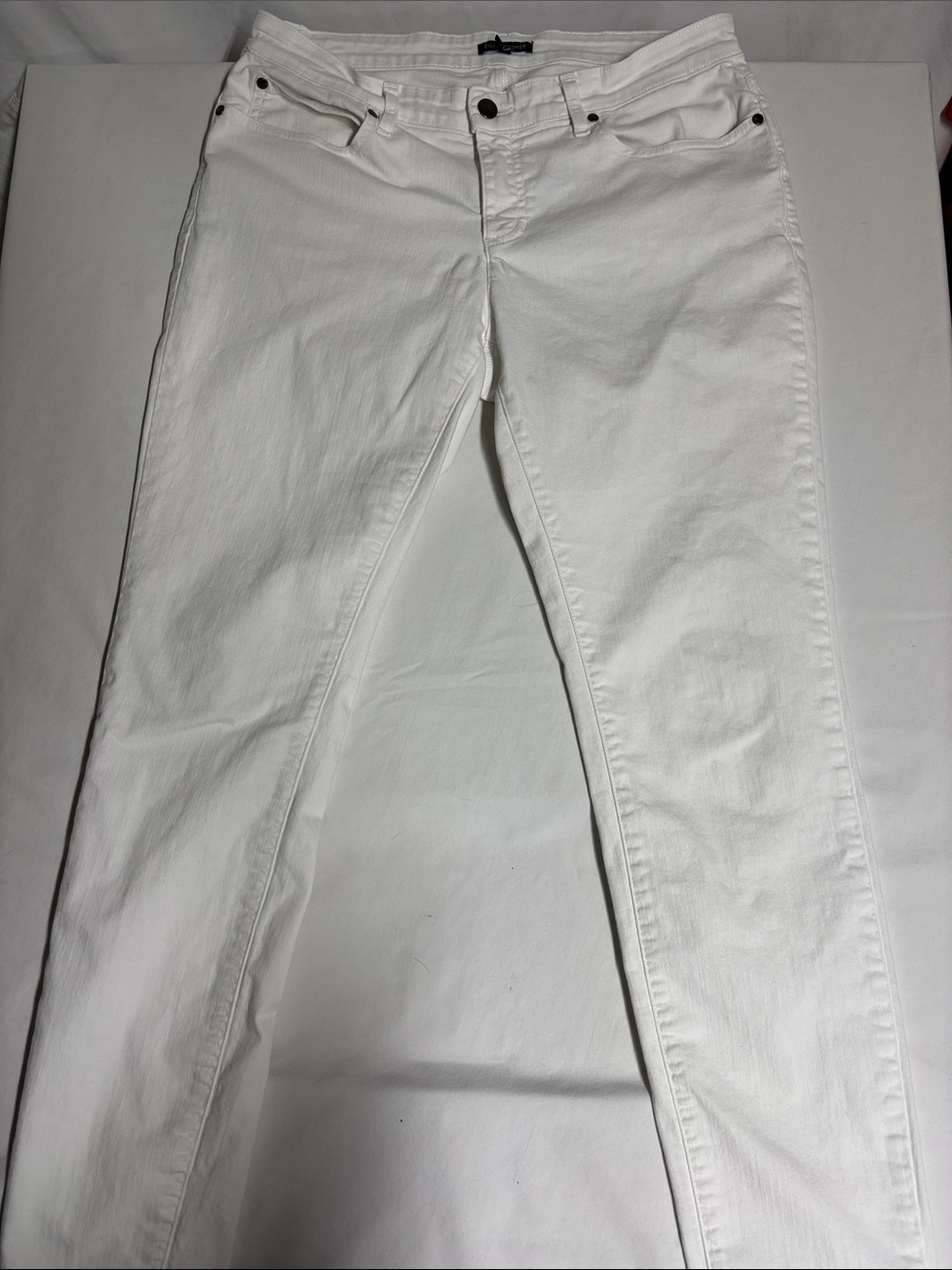 Eileen Fisher White Jeans Women’s 10 Organic Cotton Stretch Straight Leg